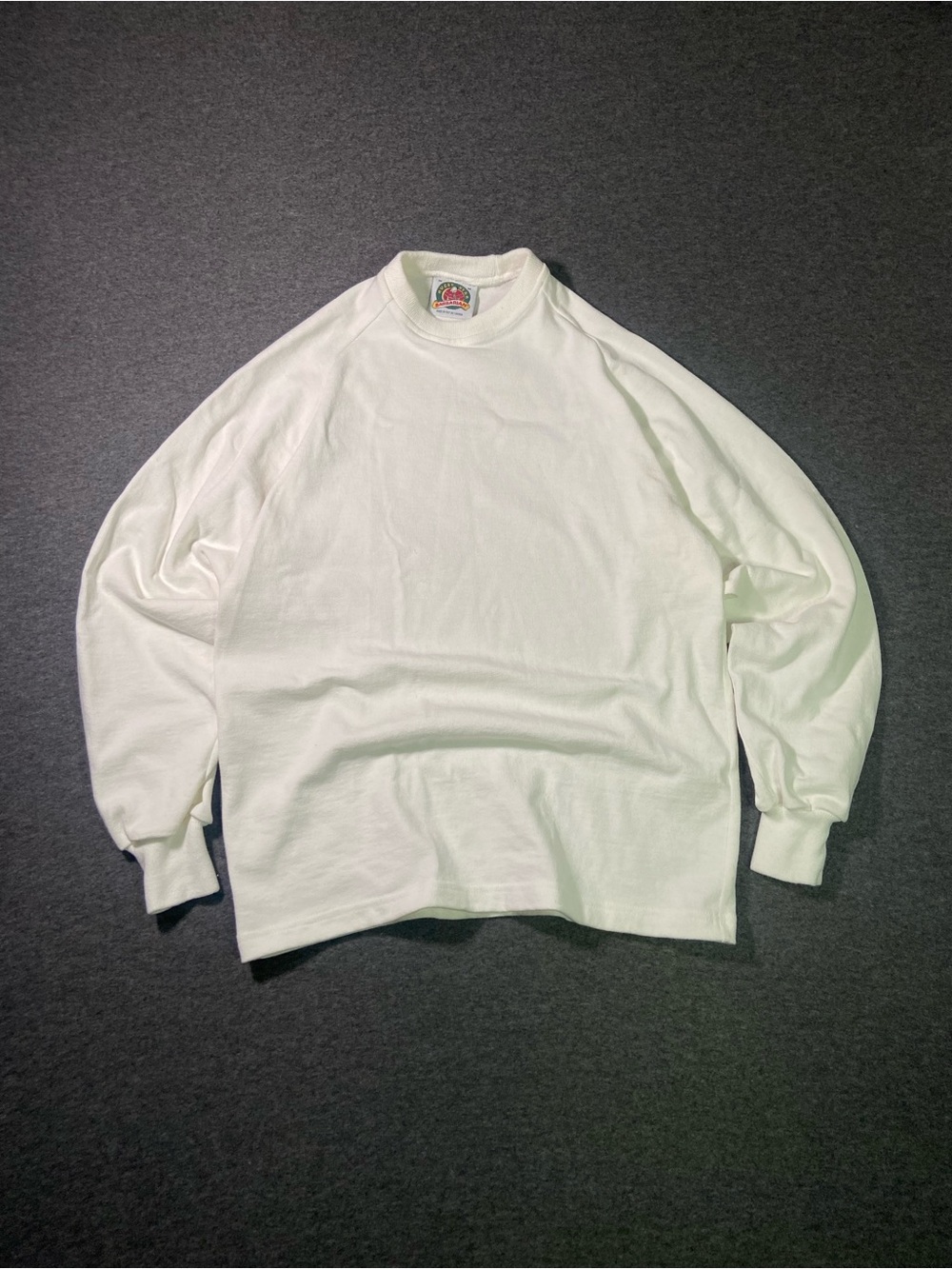 Vintage Barbarian Rugby Wear Long Sleeve Crewneck Shirt White Heavy Cotton Mediu